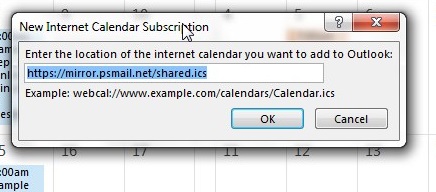 URL for shared calendars