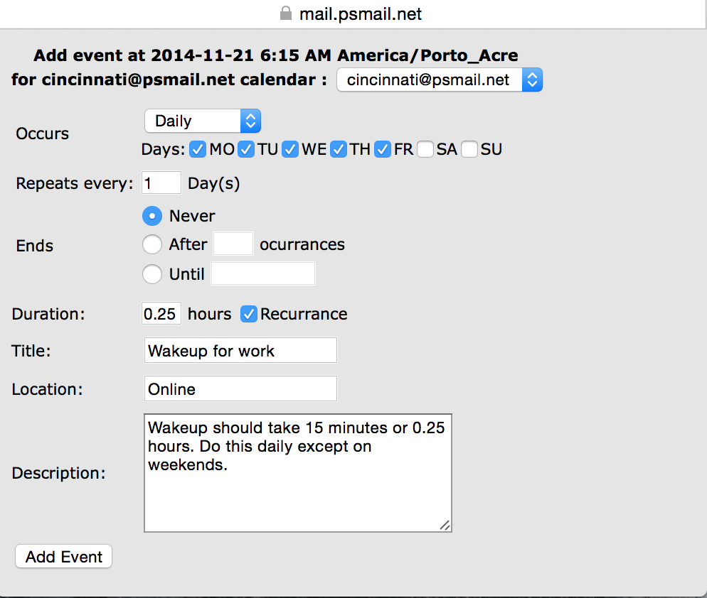weekday events Weekday events