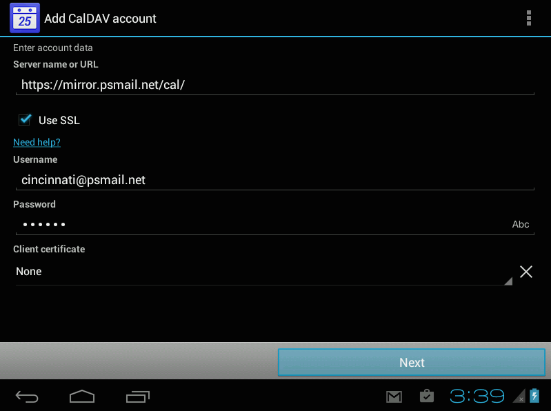 Android Calendar Caldav account Android Calendar Caldav account