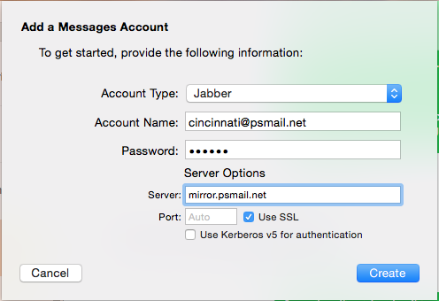 MAC OS X Messages secure chat